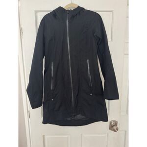 Lululemon Black hooded trench coat, size 6.